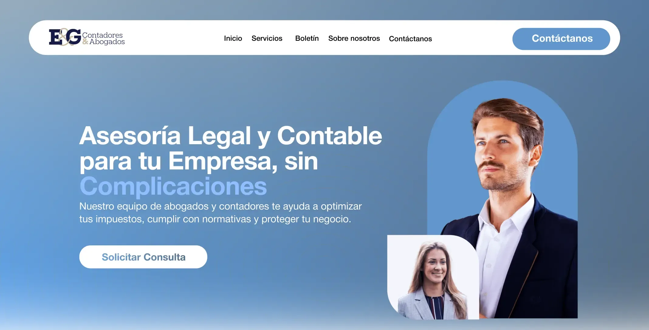 Home page of the E&G accounting and law firm website