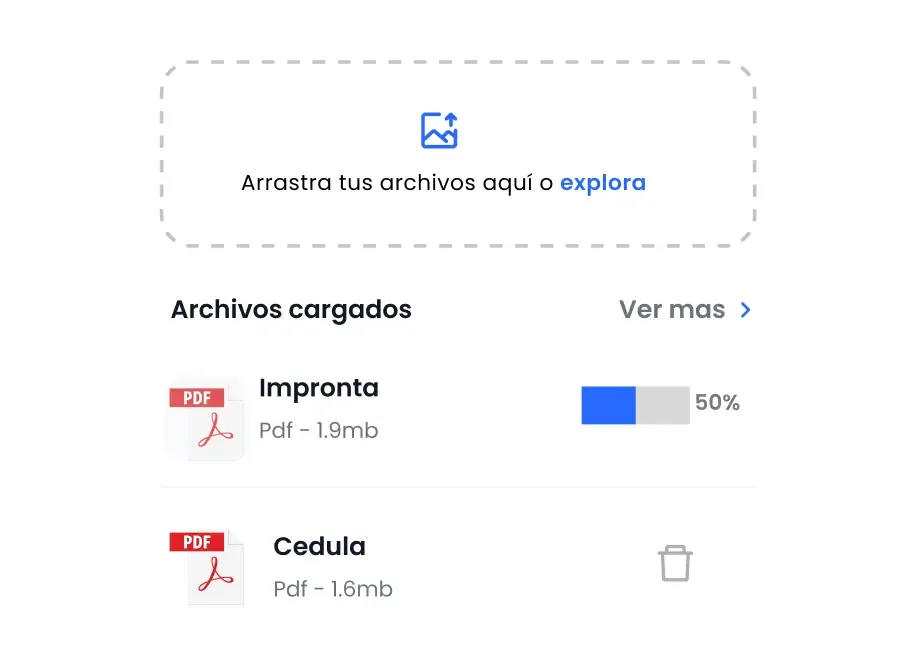 Document upload in Radicando