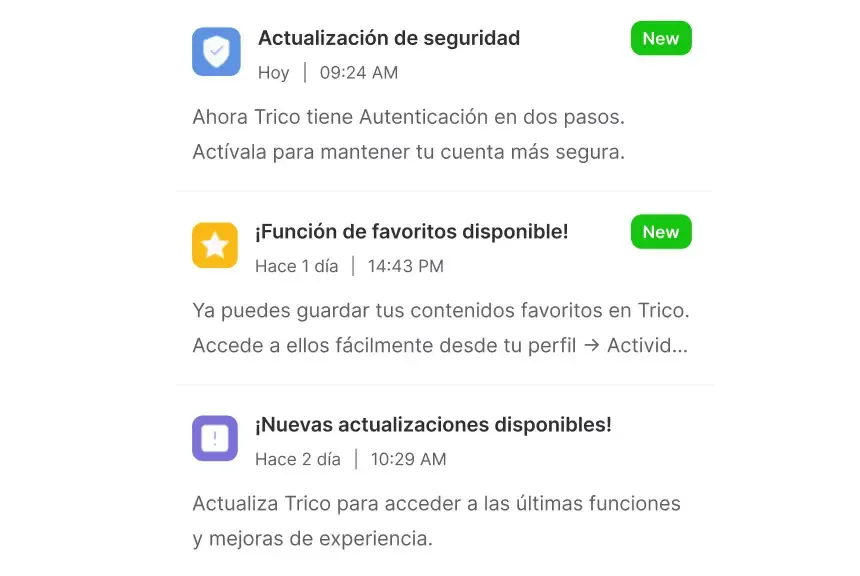 Trico notifications